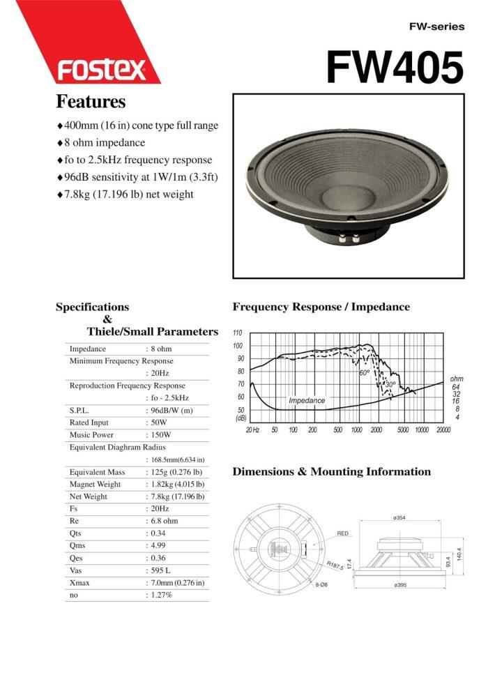 FOSTEX FW-405 WOOFER 15” - Image 3