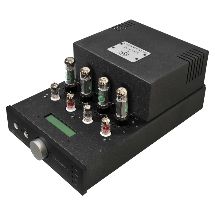 Tsakiridis Devices AEOLOS Class AB1 2x35W Aeolos is an Integrated amplifier with 4 inputs and one pre output. It’s design is a push-pull configuration implementing 2 power tubes per channel in class AB1 operation and dual-mono power supply. All electronic components are through hole type soldered by hand. Aeolos utilizes our 8 layer handmade output transformers for superb sound quality.