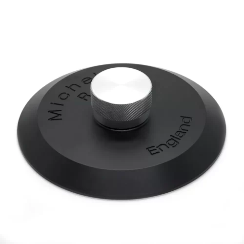MICHELL Record Clamp Get better sound from your vinyl by clamping it to the platter, evening out unwanted undulations and reducing resonance in the vinyl itself. Black Delrin record clamp with anodised aluminium knob for use on GyroDec, TecnoDec, or third-party turntables.