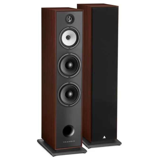 Triangle Borea BR10 Hi-Fi Floorstanding Speaker – BOREA BR10 The flagship BR10 speaker is the highest-performing model of the BOREA range. The use of 8” drivers in the bass register extends the bandwidth and increases power handling, while keeping the TRIANGLE sonic qualities. The BR10 has a three-way design, with a 25mm EFS tweeter and a 6” midrange driver with a cellulose pulp membrane. In the low-frequency range, the new 8” bass drivers use a membrane in fiberglass coupled with a powerful motor. As a result, the low range is smooth, fast and controlled. It introduces a new architecture, with a separate crossover system and a dual terminal for bi-wiring or bi-ampflication. Featuring a high sensitivity of 92dB, the BR10 can be combined with most powerful amplifiers on the market. With exceptional low-frequency performance and high power handling of 200W RMS, these speakers are suitable for rooms larger than 30m2. Versatile, they can be used in both Hi-Fi and home theater setups.