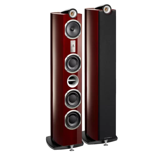 Triangle Signature - Alpha Hi-Fi Floorstanding Speaker – Signature Alpha The flagship of the Signature range, this 1.3-meter-high floorstanding loudspeaker displays the synthesis of TRIANGLE acoustic and technological know-how. As with every Signature product, the Alpha has been designed and hand-crafted in France at the company’s Soissons workshop. Benefiting from Magellan R&D, the Signature speaker features extremely high-density cabinets for an unmatched acoustic experience. All mechanical aspects have been studied to improve the overall performance. The Alpha loudspeaker integrates a semi pod-mounted horn loaded tweeter, one paper midrange with small pleated suspensions and three woofers specifically designed for this model. It has all Signature technologies including a twin vent ensuring a complete woofer insulation for better sound transparency. The Signature Alpha is a powerful speaker with deep and fast bass, it is mostly recommended for large room sizes (above 30m2).
