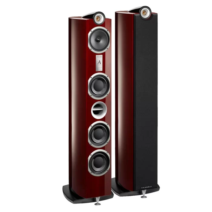 Triangle Signature - Alpha Hi-Fi Floorstanding Speaker – Signature Alpha The flagship of the Signature range, this 1.3-meter-high floorstanding loudspeaker displays the synthesis of TRIANGLE acoustic and technological know-how. As with every Signature product, the Alpha has been designed and hand-crafted in France at the company’s Soissons workshop. Benefiting from Magellan R&D, the Signature speaker features extremely high-density cabinets for an unmatched acoustic experience. All mechanical aspects have been studied to improve the overall performance. The Alpha loudspeaker integrates a semi pod-mounted horn loaded tweeter, one paper midrange with small pleated suspensions and three woofers specifically designed for this model. It has all Signature technologies including a twin vent ensuring a complete woofer insulation for better sound transparency. The Signature Alpha is a powerful speaker with deep and fast bass, it is mostly recommended for large room sizes (above 30m2).