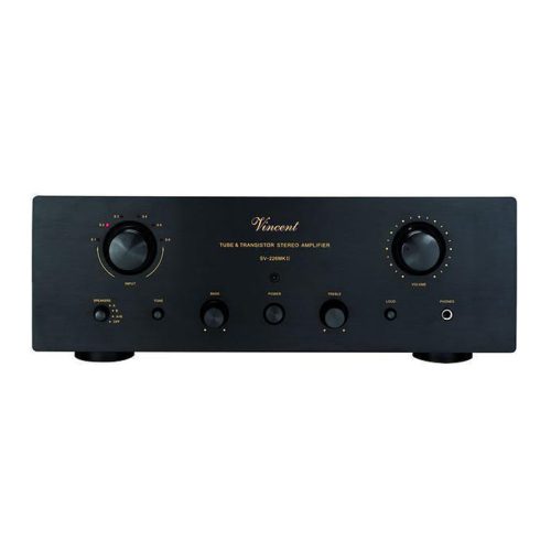 Vincent SV 226 MK II Vincent does it again. The German-based audio company demonstrates an insatiable love of music with the hybrid SV-226 integrated amplifier. Whether it’s the liquid glide of a classic Duke Ellington recording or hammering hip hop rhythms, the Vincent SV226 makes all of your tunes sound true to life. Expensive MPK-capacitors and extremely precise metal film resistors in the signal path contribute to the sonic purity. The heavy duty chassis provides a stable platform for the premium electronics. The SV-226 includes inputs for five line level sources, a preamp output, and four pairs of heavy duty five-way speaker binding posts to facilitate biwiring. The tone controls let you sculpt the sound to suit your tastes and room acoustics, while a loudness switch helps preserve the dynamics of your music even at low amplitude levels.