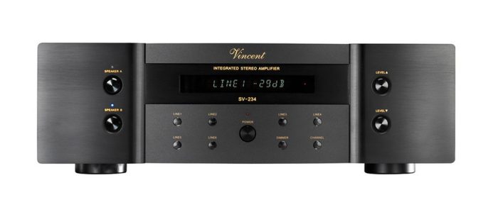 Vincent SV 234 Integrated power amplifier 2x200 watts, with class A operation. Class A: 2x10 watts. Remote controlled. Balanced.