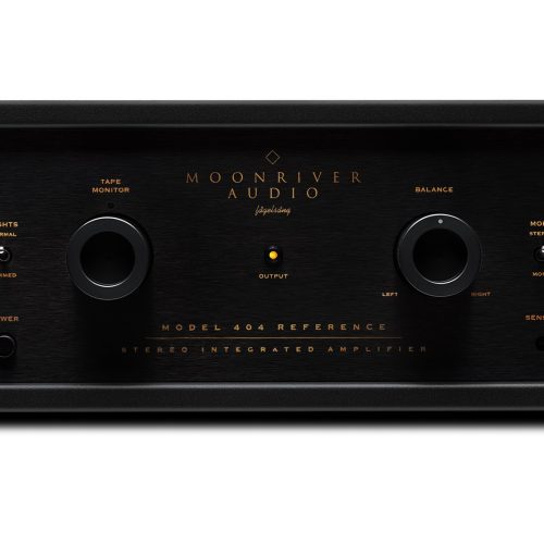 MoonRiver Audio Model-404 Reference The MoonRiver Audio Model-404 Reference is a remote-controlled two-channel integrated amplifier (in Dual Mono configuration), power 2x50wrms at 8 ohms. Accepts modules: Phono Stage MM/MC and Coaxial DAC or USB DAC. Inputs 5x Line (or 4x Line, 1x extra Phono), 1x Tape Loop (1x In, 1x Out), 1x USB (for extra dac board. Outputs: 2x pairs Pre Out, 1x pair Speakers. Made in Sweden.