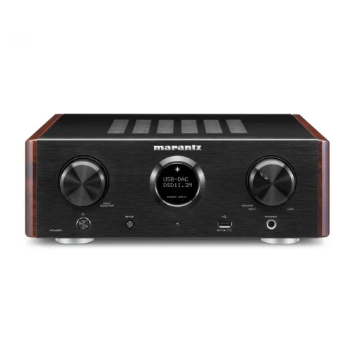 Marantz HD-AMP1 Designed to Marantz's highest audiophile standards This newly developed Marantz HD-AMP1 is a compact high-end amplifier with a beautiful, elegant, classic look. The HD-AMP1 digital integrated amplifier is the heart of your music and features the latest digital audio technologies that deliver the ultimate fidelity from the widest range of audio sources. Equipped with multiple digital inputs, including 2 optical, 1 coaxial along with 2 USB ports, the HD-AMP1 is capable of decoding the latest generation of high-resolution lossless audio file formats, including WAV, AIFF, ALAC, FLAC at up to 24-bit/192-kHz resolution, as well as MP3, WMA and AAC files. The dual crystal clock and a discrete DAC filter with the company's highly acclaimed HDAM preamp elements turn the standard measured audio into high-resolution audio with 384kHz/32bit processing capability capable of reproducing even the smallest details. The rear USB-B port features advanced noise isolation, so you can connect your PC or Mac and stream even higher-resolution files, up to 32-bit/384kHz. The HDAMP1 is equipped with the ESS SABRE DAC for the widest bandwidth, highest dynamic range and lowest distortion. The HD-AMP1 can also play your favorite DSD high-resolution audio tracks including 2.6/5.2/11.2-MHz. The HD-AMP1 features 3 circuit blocks featuring our proprietary HDAM-SA2 technology modules, including the analog front end, D/A I/V converter block as well as the dedicated headphone amplifier block, which also features 3 selectable gain levels to handle the widest range of headphone impedances and has its own volume control. In addition to the digital inputs there are 2 analog inputs as well as a subwoofer output.