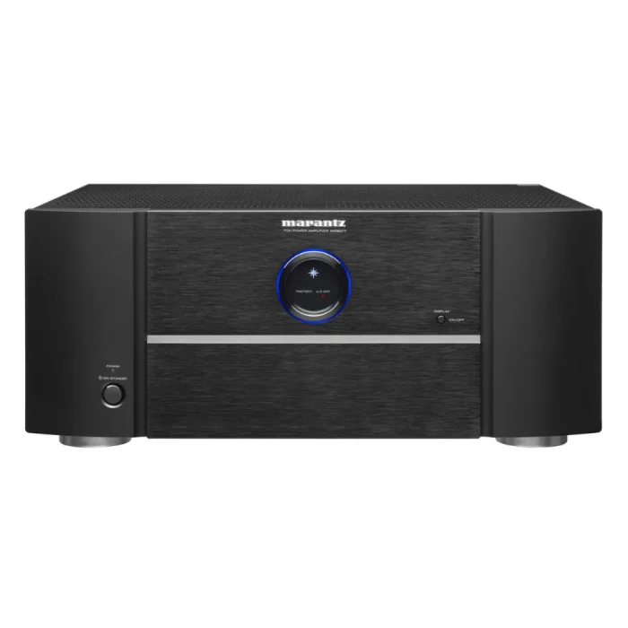 Marantz MM8077 -7 The MM8077 is designed to deliver impressive power, exceptional home theater amplification, and pristine high-resolution sound reproduction. Classic Design 7 Channels 150 Watts per Channel Class A/B Amplifier 3 Year Warranty MM8077 is built to deliver on its promise of high-performance power. It’s no-nonsense, yet elegant design ensures that every ounce of amplification is available whenever you require it. The power supply features a high current toroidal power transformer along with high power (71WVDC) filter capacitors with a total 100,000µF capacitance to easily handle sharp short-term transient peaks. The Marantz Sound Master meticulously tuned MM8077 for amazing performance with careful parts selection to create the Most Musical Sound in your home. Featuring our unique current feedback discrete power amp output stages that are identical for all channels, the MM8077 is equipped with multiple high current discrete power transistors that feature high slew rate and wide operating bandwidth to extract the most detail from today’s high resolution audio formats.