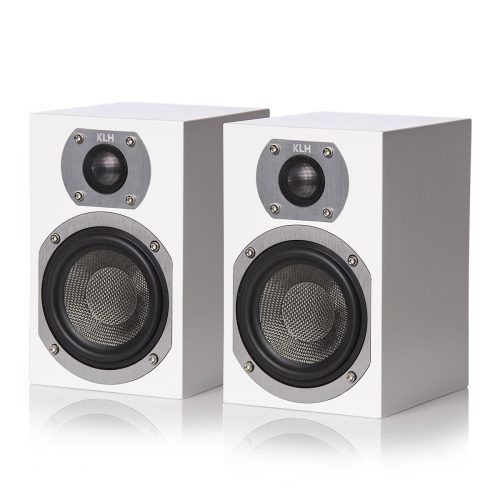 KLH Ames You?ve read ?big sound from a small package? before, but if you haven?t heard the Ames monitor, you need to discover what you?re missing from a diminutive (another word for small) loudspeaker that truly delivers a wide spectrum of sound. Listen to what acoustic suspension technology does for your music, a fitting shout out to the street it is named for. The Ames loudspeaker is a 2-way acoustic suspension design, featuring woven Kevlar drivers with powder-coated die-cast aluminum baskets, braided tinsel leads, custom-designed crossovers, an anodized aluminum tweeter with linear response faceplate, and much more, and all in finished MDF, painted in White Satin.
