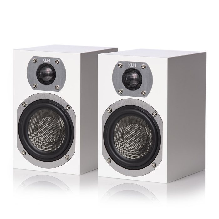 KLH Ames You?ve read ?big sound from a small package? before, but if you haven?t heard the Ames monitor, you need to discover what you?re missing from a diminutive (another word for small) loudspeaker that truly delivers a wide spectrum of sound. Listen to what acoustic suspension technology does for your music, a fitting shout out to the street it is named for. The Ames loudspeaker is a 2-way acoustic suspension design, featuring woven Kevlar drivers with powder-coated die-cast aluminum baskets, braided tinsel leads, custom-designed crossovers, an anodized aluminum tweeter with linear response faceplate, and much more, and all in finished MDF, painted in White Satin.