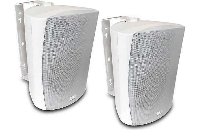 KLH Faraday F-6600-AW KLH F-6600-AW speakers deliver clear, concise outdoor sound, and their attractive curved look is a bonus. Each speaker features a 6-1/2" IMG (injection-molded graphite) woofer, and a 1" titanium tweeter designed to stand up to the elements. C-shaped, swiveling brackets are included so you can install them quickly, and aim them toward your seating area.