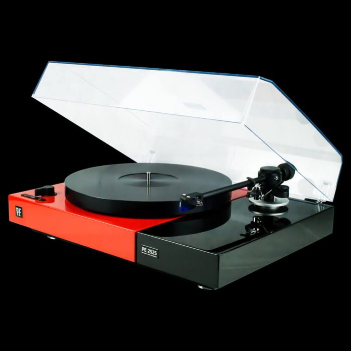 Perpetuum Ebner PE 2525 PE 2525 RED/BLACK JELCO Straight 250 Ortofon 2M Blue. The PE 2525 connects the economic sub chassis turntable PE 1010 with the high-end model PE 4040 and offers an extraordinary sound and manufacturing quality with an excellent price-performance ratio.