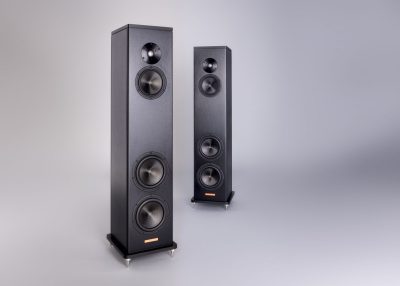 Magico A3The inspiration for the new A3 was driven by the engineering challenge to create not only a full range loudspeaker that incorporates similar design philosophies found in higher-end Magico offerings but to provide an entry level category that is accessible to a new and wider audience of music enthusiasts.
The A3 enclosure is formed with machined 6061 T6 aircraft grade aluminum and includes a complex internal bracing structure that increases the stiffness and mass of the enclosure while minimizing overall resonance. A calibrated sub-enclosure provides an optimized environment for the midrange driver to operate within and without any interaction from the back wave pressure of the bass drivers. The black brushed aluminum enclosure is lustrous and stands firmly on a 4-point spiked outrigger base which provides perfect coupling to the floor for enhanced dynamic range.