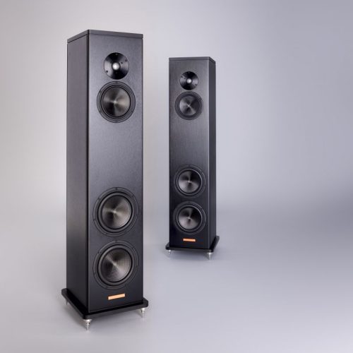 Magico A3 The inspiration for the new A3 was driven by the engineering challenge to create not only a full range loudspeaker that incorporates similar design philosophies found in higher-end Magico offerings but to provide an entry level category that is accessible to a new and wider audience of music enthusiasts. The A3 enclosure is formed with machined 6061 T6 aircraft grade aluminum and includes a complex internal bracing structure that increases the stiffness and mass of the enclosure while minimizing overall resonance. A calibrated sub-enclosure provides an optimized environment for the midrange driver to operate within and without any interaction from the back wave pressure of the bass drivers. The black brushed aluminum enclosure is lustrous and stands firmly on a 4-point spiked outrigger base which provides perfect coupling to the floor for enhanced dynamic range.