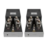 Tsakiridis Devices Apollon Ultima Apollon Ultima Class AB1 2x200W Apollon Ultima is a power amplifier in monoblock configuration. It’s design is a double push-pull implementing 4 power tubes per monoblock. All electronic components are through hole type soldered by hand. Apollon Ultima utilizes our top of the line 16 layer handmade output transformers with high quality core for superior sound quality. Apollon Ultima implements a dual push-pull configuration for each channel allowing it to draw large amounts of power from the power tubes. So Apollon Ultima can drive easily power hungry loudspeakers. Gold plated RCA and XLR connectors are implemented for the signal input and WBT-0710 Next Gen binding posts for the loudspeakers. The XLR balanced input is pseudo balanced. True balanced XLR input can be provided upon request. Carefully selected values and types of the electronic components contribute to the reliable circuits operation and the high sound quality of the amplifier. Metal film power resistors and Mundorf Supreme silver gold oil signal capacitors are used in Apollon Ultima. The meticulous PCB design ensures excellent behavior in SNR and distortion. Inner signal wiring with high quality shielded signal cable. Power wiring uses high quality copper cables of more-than-needed AWG gauge, to achieve low impedance power transfer. All power cables are twisted in pairs to minimize the electromagnetic interference. The handmade 16 layer output transformers with high quality copper wire and core material enable the amplifier to reveal an excellent sound stage and the slightest music details through the entire audio spectrum to give you a unique audio experience. Made by us and tested thoroughly for quality and reliability. The same applies to the power transformer. The positioning of the transformers is such that minimizes the magnetic coupling between power and output transformers.