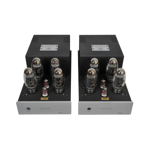 Tsakiridis Devices Ultra Apollon Ultra implements a dual push-pull configuration for each channel allowing it to draw large amounts of power from the power tubes. So Apollon can drive easily power hungry loudspeakers. Gold plated RCA and XLR connectors are implemented for the signal input and WBT-0703 Next Gen binding posts for the loudspeakers. The XLR balanced input is pseudo balanced. True balanced XLR input can be provided upon request. Carefully selected values and types of the electronic components contribute to the reliable circuits operation and the high sound quality of the amplifier. Metal film power resistors and Jantzen superior-Z signal capacitors are used in Apollon Ultra. The meticulous PCB design ensures excellent behavior in SNR and distortion. Inner signal wiring with high quality shielded signal cable. Power wiring uses high quality copper cables of more-than-needed AWG gauge, to achieve low impedance power transfer. All power cables are twisted in pairs to minimize the electromagnetic interference. The handmade multilayer output transformers allow the amplifier to reveal the sound stage and all the music details through the entire audio spectrum. Made by us and tested thoroughly for quality and reliability. The same applies to the power transformer. The positioning of the transformers is such that minimizes the magnetic coupling between power and output transformers.