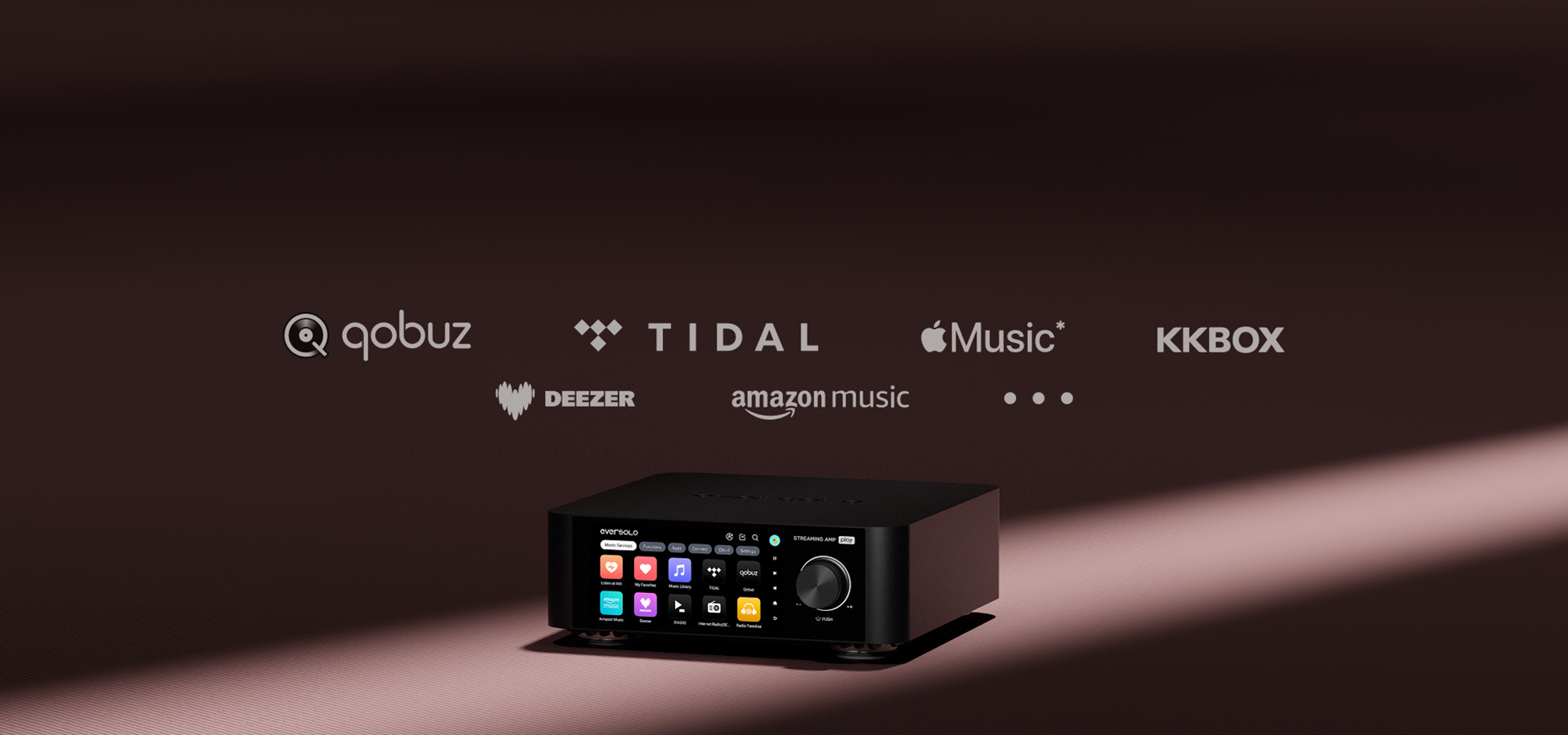 Eversolo PLAY with CD Eversolo Play Features Play series deeply integrates with TIDAL, Qobuz, IDAGIO, Amazon Music, TuneIn Radio, Presto Music, KKBOX, Radio Paradise, Deezer, and other leading platforms, enabling high-res lossless audio playback without additional devices. Supports streaming protocols such as Roon Ready, Qobuz Connect, TIDAL Connect, and JPLAY CERTIFIED, enabling real-time track streaming via streaming services. Access tens of millions of tracks instantly—play anytime with a click! The redesigned UX interaction enables track selection, favoriting, and other operations directly through Play's on-device display. The highly acclaimed Eversolo Control welcomes a brand-new update, featuring a fresh visual style and more user-friendly operation methods. Supporting iOS, Android, and iPad devices, it offers multi-device compatibility for effortlessly controlling Eversolo Play. Play series delivers robust LAN and cloud storage compatibility, enabling seamless access to home computers and local NAS via LAN while supporting protocols like UPnP and WebDAV. Experience lightning-fast access to personal history favorites and build an all-new curated local music library. Eversolo Play CD Edition integrates an original Hitachi-LG optical CD-ROM assembly with a vibration-dampening chassis, significantly reducing operational resonance while ensuring stable disc rotation. Proprietary error-correction algorithms enhance compatibility with scratched or aging media.Additionally, it supports CD Ripper, enabling users to quickly copy tracks from CDs to the device. Eversolo multi-room system seamlessly interconnects multiple devices, delivering synchronized music to every space - truly transcending physical boundaries and embodying the concept of "music without boundaries". Whether you're in the living room, study, or bedroom, a single tap immerses the entire home in synchronized melodies, creating a immersive high-fidelity listening experience. Enables acoustic correction via an external measurement microphone or smartphone microphone, automatically detecting large living rooms and compact bedrooms. Intelligently eliminates environmental reflections to deliver flawless music immersion in every space.