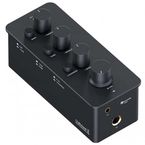 Fosi Audio SK01 Fosi Audio SK01 Portable Headphone Amplifier & Preamplifier Fosi Audio SK01 Portable Headphone Amplifier & Preamplifier The SK01 is a high-performance HEADPHONE AMPLIFIER with good measurements and low distortion. Its output power is up to 2400mW @ 32Ω. It also features numerous equalization potentiometers and two gain levels, enabling it to adapt to all types of headphones and in-ear monitors on the market. Compact, it also features two headphone outputs on 3.5mm jack and 6.35mm jack respectively, as well as a line input and output, both on 3.5mm jack. This gives it a certain versatility in its possible uses: headphone amplifier, preamplifier, or even equalizer for instruments such as a guitar, for example. Fosi Audio’s SK01 headphone amplifier is battery-powered and recharges via USB-C connector.