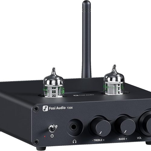 Fosi Audio T20X Bluetooth Tube Amplifier Headphone Fosi Audio T20X Product details 2-in-1: Hifi Music Tube Bluetooth 5.0 Home Audio Receiver 2 Channel Amplifier and Headphone Amp. T20X can drive most home passive/desktop speakers and 3.5MM headphones. Achieve Hifi music quality.