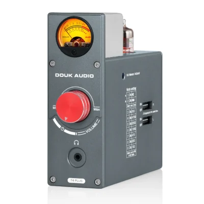 Douk Audio T4 PLUSDouk Audio T4 PLUS HiFi Vaccum Tube Phono Preamp for Turntable Stereo Preamp Headphone Amp w/VU Meter