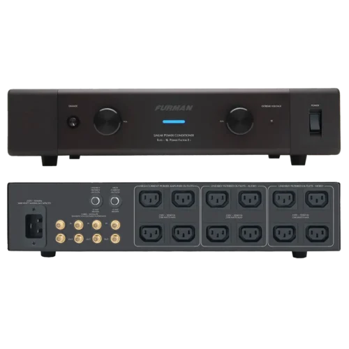 Furman Elite-16 PF E i Product Description For over 40 years, Furman has pioneered the development of AC power products for the most demanding audio, video, and broadcast professionals. Though the need for pristine AC power is nothing new, the technology in the Elite-16 Power Factor E i and its unique implementation are revolutionary and without peer. The extreme AC demands encountered in the professional audio/video arena have required technological developments far in excess of typical home theater/audiophile power products. In studios, live sound, and broadcast facilities, breakdown is unacceptable. Equipment failure or poor performance is costly. The same is true of today’s home theater. Our solution-based technology, extensive engineering expertise, and robust build quality have answered the challenge of today’s corrupted power lines, leading to the creation of the Elite-16 PF E i. Today’s power lines are plagued with RF and EMI noise. When connecting sensitive equipment to your home’s power outlet, AC noise couples into your system’s critical components, masking low-level signals and crippling performance. This low-level content is critical because it relays the crucial harmonics and ambiance in audio, as well as the depth and clarity in video. The Elite-16 PF E i is substantial in its ability to unmask critical signal content, with performance surpassed only by the Reference Series. With Ultra-Linear Filtering, televisions, projectors, DVD players, amplifiers, and processors are fed pristine AC power. For the first time, you will see and hear your theater or audio system as it should be—uncompromised. Another critical feature is our exclusive Series Multi-Stage Protection featuring Extreme Voltage Shutdown (EVS). This virtually maintenance-free surge suppression assures the highest level of AC protection possible, without sacrificing itself when the offending surge is severe—no damaged equipment, no service calls, no downtime. Further, our famous retractable front panel LED lamps allow easy viewing of either a rack or cabinet full of equipment, even when your theater lights are off. The essence of the Elite-16 PF E i is unique Power Factor Technology. For the first time, low-level analog, digital, and video components are not modulated or distorted by the power amplifier’s extreme AC current demands. Further, the power amplifier is fed a highly filtered, extremely low-impedance supply of AC power. The Elite-16 PF E i has in excess of 9 Amps of continuous current reserve (over 80 amps peak charge) for the most extreme peak power demands. This technology enables power amplifiers and powered subwoofers to operate at maximum efficiency, reaching levels of performance previously unattainable. No longer will your amplifier’s performance be at the mercy of your home’s incoming AC power or inferior AC protection/filtering devices. The net effect is as if your power amplifier virtually doubled in power and improved immeasurably in quality. When employing the Elite-16 PF E i, you will immediately notice far clearer, stunningly focused sound and visual images from your system. Video presentation will be crisp and colors true with greater gray and black scale definition, as well as noticeably improved depth and clarity. Sonic transients will be startlingly fast with bass fundamentals that shake foundations with their weight and visceral impact. Mid and high frequencies will bloom with sweet, non-glaring ease as imaging improves dramatically, all the while remaining true to your system’s inherent virtues.