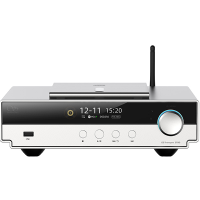 Shanling CT90 The Shanling CT90 is a high-fidelity CD transport. It is based on a Sanyo DA11 playback system and a SAA7826 decoder for the most faithful reproduction. It supports high-resolution streams up to PCM 32bit 768kHz, DSD512, and MQA-CD with upsampling. In addition, it features Bluetooth 5.0 with support for high-resolution AAC, SBC, aptX, aptX HD, and LDAC codecs. The modern Eddict Player app also allows you to fully control the CT90. In terms of connectivity, there is a USB-B transport input, as well as numerous digital outputs, including an I2S LVDS output via HDMI. A BNC input also offers the possibility of using an external clock. The whole unit is powered by a 35W linear power supply consisting of an audiophile-grade toroidal transformer.