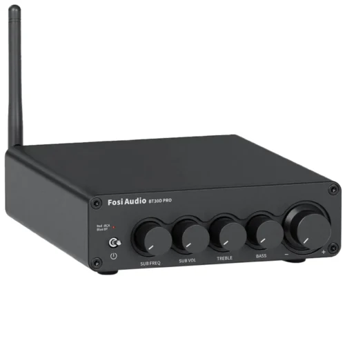 FOSI AUDIO BT30D FOSI AUDIO BT30D PRO Class D 2.1 Amplifier 2xTPA3255 Bluetooth 5.0 2x125W+250W 4 Ohm The Fosi Audio DT30D Pro is a small, powerful and affordable Class D amplifier, ideal for the integration of a simple but powerful audio system. It embeds for that two TPA3255 amplification chips allowing him to develop a comfortable power of 2x 125W under 4Ω with a high efficiency proper to the Class D architectures. To that, the DT30D Pro adds a subwoofer output providing it 250W, allowing the use of a subwoofer for deeper bass. The amplifier also features a tone control that allows you to adjust the bass, treble, subwoofer and crossover frequency independently. It can therefore be easily adapted to any audio distribution system.