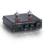 Fosi Audio Box X4 MM Fosi Audio Box X4 MM Turntable Phono Preamplifier. The updated version for BOX X2. Next-generation phono preamp for unrivaled sound quality. JAN 5654W Tube MM Phono Preamplifier: The BOX X4 phono preamp supports 3.5MM AUX and MM turntable input, converting phono signals to Line Level signals with low-noise integrated circuits and high-quality components to remove low-frequency noise ensure clear sound quality. Designed with a grounding post to protect your turntable. Tube Headphone Amplifier & Preamplifier: The BOX X4 is designed with a 3.5MM AUX headphone and RCA output, highly useful beyond imagination. Applicable Vacuum Tube Model: 5654W/6K4/6J1/6J4/GE5654/6AK5/66*In vacuum tubes, etc. You can replace the vacuum tubes to DIY your stereo system. Different tubes with different sounds.