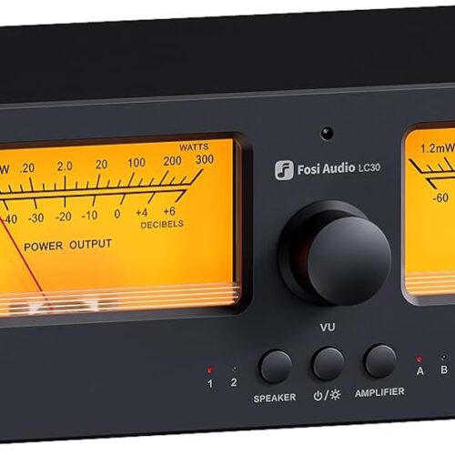 Fosi Audio LC30 VU Fosi Audio LC30 VU Meter Amplifier Speaker Selector. Features Dual VU meters with 5 levels Support multiple amplifiers with ease Deliver pure sound with 250W/channel Switch amps and speakers with one tap Effortless lSwitch Between Two Sets of Amplifiers/Speakers The LC30 was specially developed to cater to our audiophile fans‘ requests to complement your home audio system setup. It can serve as an amp/speaker selector or a pure VU meter allowing you to enjoy the vibrant audio-visual feast. Supported Amplifier Types: BTL, Class A, Class B, Class AB, Class D and tube amplifiers, etc. Maximum Power Support: 250W@4Ω per channel VU Meter Brightness Adjustment: 5 levels(100%, 75%, 50%, 25%, Off) Power Supply Voltage: DC 5V USB-C Each channel supports up to 250W, ensuring strength and clarity in your music. Dual 85*45mm VU meters offer real-time feedback on left and right channel signal strength. Can accommodate Fosi Audio compact amplifiers on the top, offering versatile configuration options.