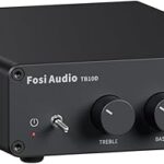 Fosi Audio TB10D Fosi Audio TB10D 2 Channel Stereo Amplifier, Class D 32 Volt/5 Amp. If you want to play your favorite songs entertainingly, a mini stereo amplifier is the best way to go. Fosi Audio TB10D is an analog input(RCA) Class-D audio amplifier that easy to install to build your home audio sound system. MAX Power Output up to 600Watts. TB10D adopts TI TPA3255 high-performance Class-D power amplifier chip enabling true premium sound quality. TPA3255 features an advanced integrated feedback design and proprietary high-speed gate driver error correction (PurePath Ultra-HD). This technology allows ultra low distortion across the audio band and superior audio quality. The device is operated in AD-mode, and can drive up to 2 x 300 W into 4-Ω load at 10% THD and 2 x 150 W unclipped into 8-Ω load. The high-efficient 2.0CH 300Wx2 desktop power amplifier can drive almost home large passive bookshelf speakers ensuring top-notch sound quality and is compatible with most sound equipment such as computers, DVDs, CD players, PC, laptops, TV, etc. Mini classic simple design with bass, treble, and volume control. Replaceable Knobs: ORANGE KNOB, GREY KNOB. On the rear are banana plug connectors that can also accept a raw wire. What you Get: TB10D amplifier x1, User Manual x1, 32V/5A Power Adapter x1(Note: You need a more powerful power supply to get the MAX 300W x2 power output, such as 48V/10A. The plug of the power adapter will match the country of your delivery address), AC Cord x1, 24-month worry-free warranty, and friendly customer service. Tips: If you’re in need of a Bluetooth amplifier, you can check out the BT20A PRO. It also has the same chip and power output, with the added feature of a PRE-OUT.
