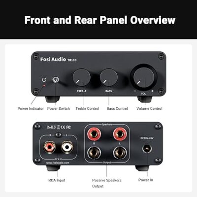 Fosi Audio TB10D front and rear side